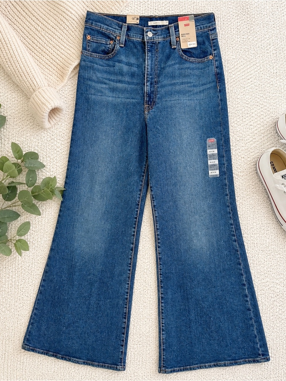 Levi's Women's Ribcage Bell Blue High-Rise Wide Leg Jeans